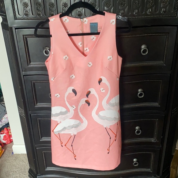 NWOT Gabby Skye Pink Flamingo Sheath Dress Size 4 - Picture 2 of 6